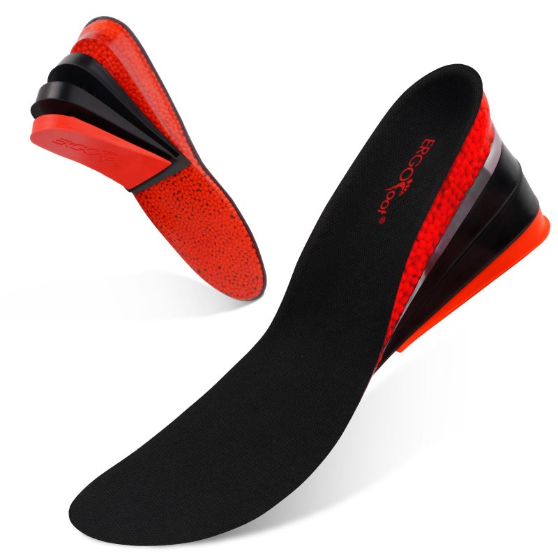 ERGOfoot Height Increase Insoles for Men, 4 Layers Adjustable Shoe Lifts Up to 3.54 Inches, Comfortable Height Boosting Insoles, Relieve Foot Pressure, Make You Taller All Day - Image 1