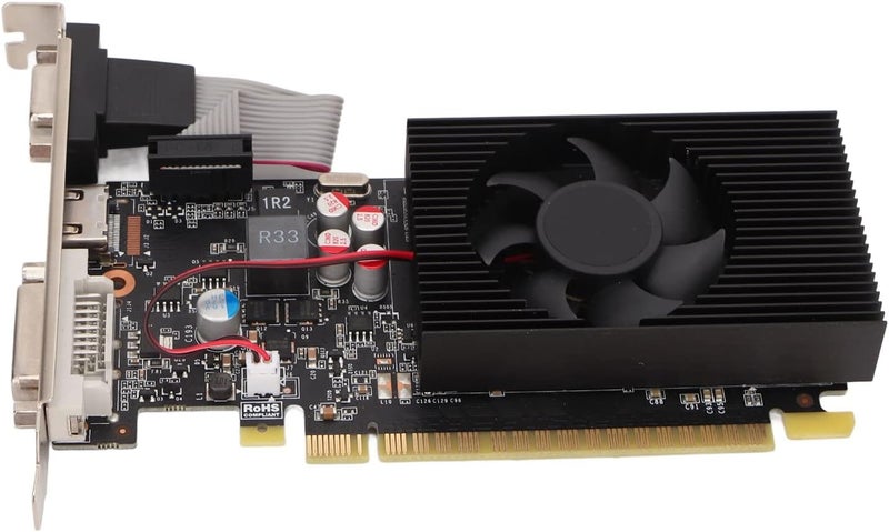 بطاقة الرسومات Yunseity GT730، سعة 4 جيجابايت، 128 بت، واجهات DVI وVGA، تقنية DRR3، منفذ PCI Express 2.0، مخصصة للألعاب على الكمبيوتر، تتميز بتصميم موفر للمساحة ونظام تبريد متقدم. - Image 1