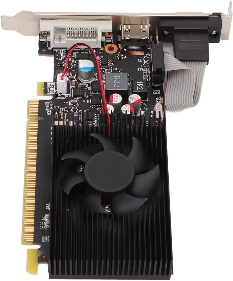 بطاقة الرسومات Yunseity GT730، سعة 4 جيجابايت، 128 بت، واجهات DVI وVGA، تقنية DRR3، منفذ PCI Express 2.0، مخصصة للألعاب على الكمبيوتر، تتميز بتصميم موفر للمساحة ونظام تبريد متقدم. - Image 4