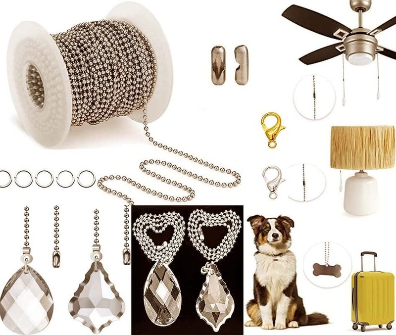 DIY Crafts DIY Crafts 3 Mtr Kit Chain Oval Diamond Gold Ceiling Fan Pull Chain Set Light Diamond Fan Pull Chains Ceiling Fan Chain Extender Chain Connector 3 Mtr Kit Chain Oval Diamond Gold  - Image 1