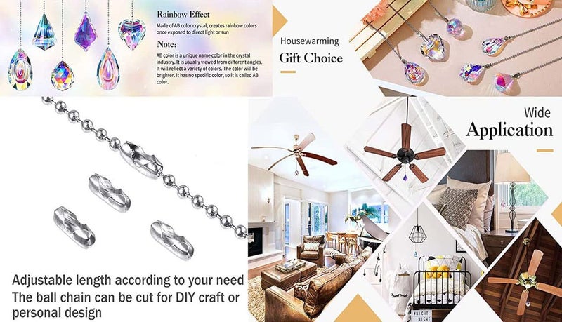 DIY Crafts DIY Crafts 3 Mtr Kit Chain Oval Diamond Gold Ceiling Fan Pull Chain Set Light Diamond Fan Pull Chains Ceiling Fan Chain Extender Chain Connector 3 Mtr Kit Chain Oval Diamond Gold  - Image 2