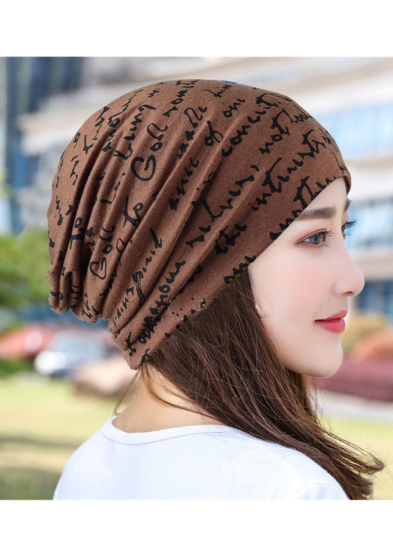 Generic - Unisex Slouchy Beanie Cap Hip-Hop Hooded Snowboard Hats Thin Summer Hat with Letter Printed (Coffee) - Image 1