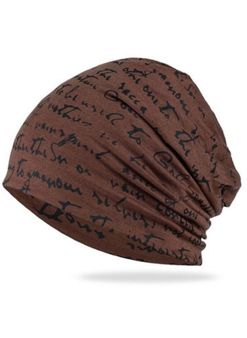 Generic - Unisex Slouchy Beanie Cap Hip-Hop Hooded Snowboard Hats Thin Summer Hat with Letter Printed (Coffee) - Image 1