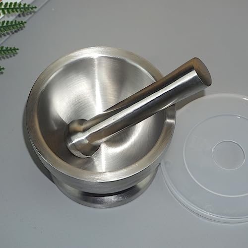 Lxmxgk 18/8 Stainless Steel Mortar and Pestle, Rock Crusher Mortar and Pestle, Pill Crusher, Ore Crusher, Spice Grinder, Cooking Spices and Seasoning, Kitchen Accessories (Large Diameter 4.6'') - Image 4