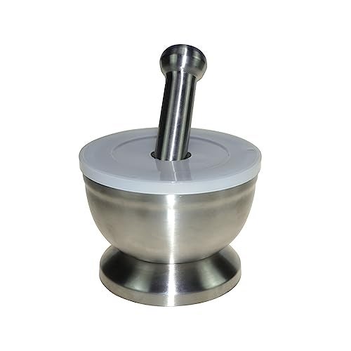 Lxmxgk 18/8 Stainless Steel Mortar and Pestle, Rock Crusher Mortar and Pestle, Pill Crusher, Ore Crusher, Spice Grinder, Cooking Spices and Seasoning, Kitchen Accessories (Large Diameter 4.6'') - Image 1