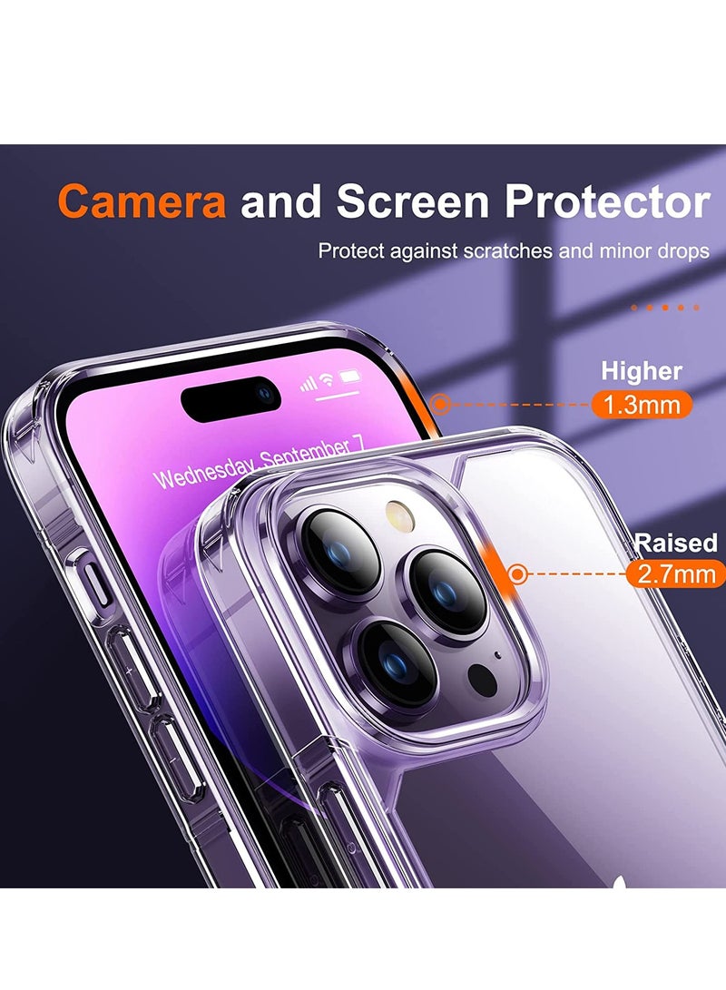 Designed for iPhone 14 Pro Max Case with 2 Pack Tempered Glass Screen Protector +2pcs Camera Lens Protector, [Military Grade Protection] Shockproof, Slim Thin, Anti-Scratch Kit-Clear - Image 3