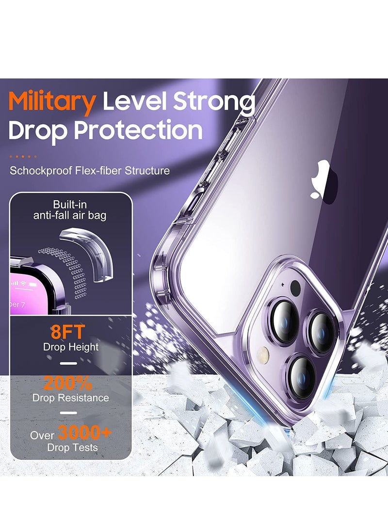 Designed for iPhone 14 Pro Max Case with 2 Pack Tempered Glass Screen Protector +2pcs Camera Lens Protector, [Military Grade Protection] Shockproof, Slim Thin, Anti-Scratch Kit-Clear - Image 5