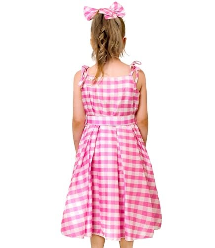 Golray 7pcs Girls Plaid Costume Dress Sweet Slip Dress with Accessories Movie Outfit Birthday Halloween Costume Girl Dress up Clothes for Play - Image 3
