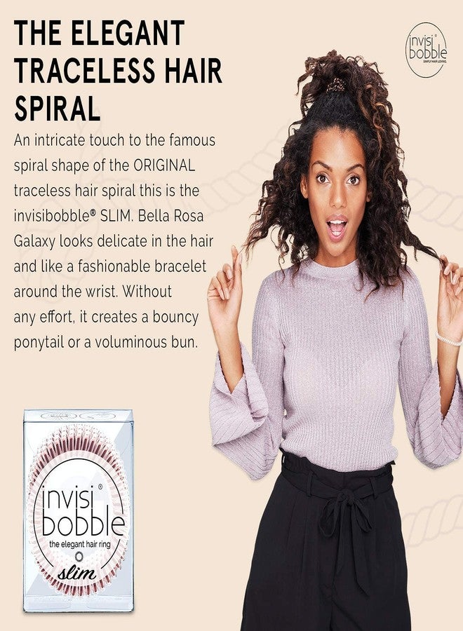 invisibobble SLIM Traceless Spiral Hair Ties - Pack of 3 - Strong Elastic Grip Coil Hair Accessories for Women - No Kink, Non Soaking - Gentle for Girls Teens and Thick Hair - Bella Rossa Galaxy - Image 2