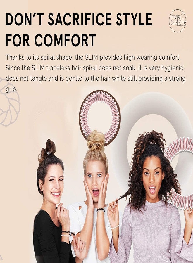 invisibobble SLIM Traceless Spiral Hair Ties - Pack of 3 - Strong Elastic Grip Coil Hair Accessories for Women - No Kink, Non Soaking - Gentle for Girls Teens and Thick Hair - Bella Rossa Galaxy - Image 3