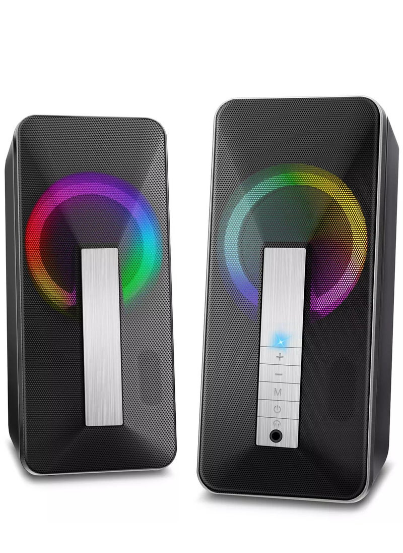 ELEGIANT SR300 RGB Desktop Bluetooth Speakers - 2.0 Channel Stereo - USB Powered + 3.5mm Cable (10W)  - Image 1