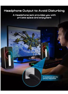 إليجيانت مكبرات صوت بلوتوث لسطح المكتب SR300 RGB - 2.0 قناة ستيريو - USB مدعوم + كابل 3.5 مم (10 وات)  - Image 5