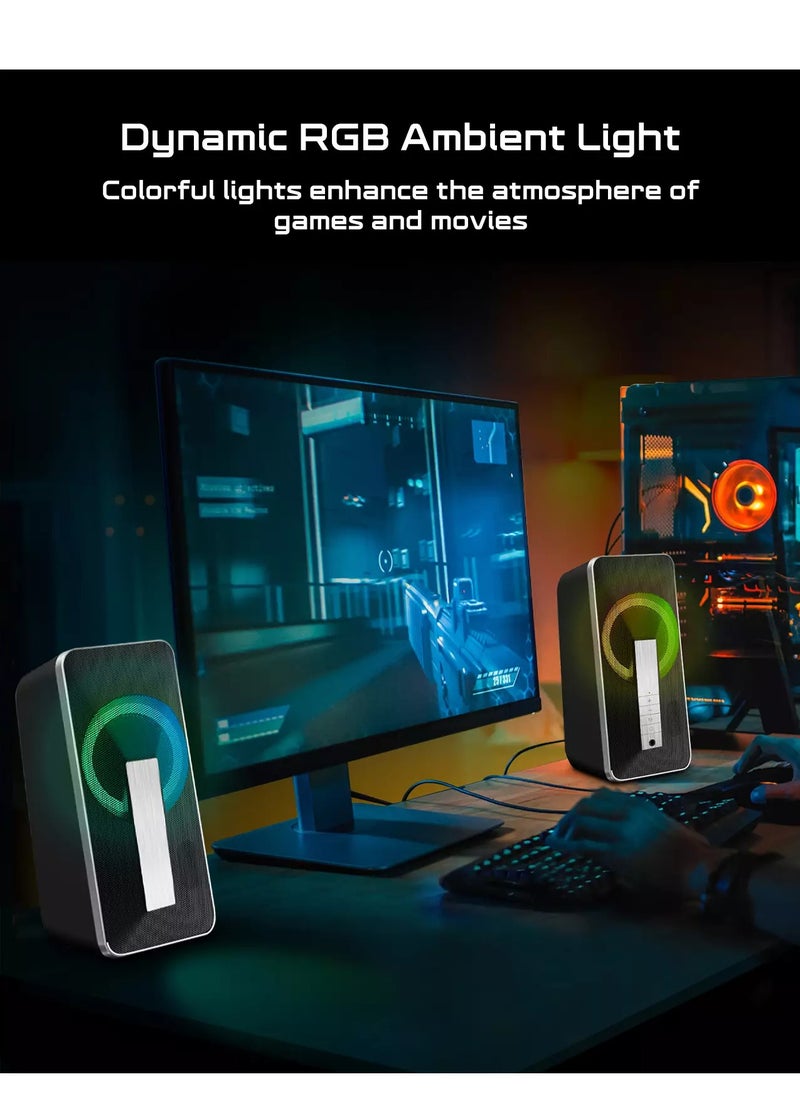 SR300 RGB Desktop Bluetooth Speakers - 2.0 Channel Stereo - USB Powered + 3.5mm Cable (10W)