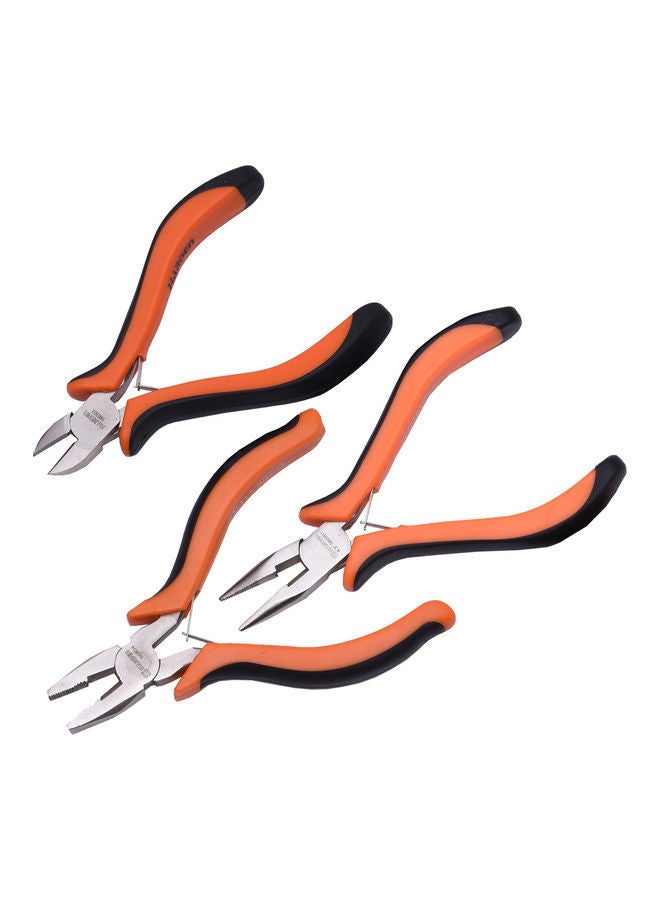 Loquat 3-Piece Mini Plier Set Orange/Black/Silver 4.5inch