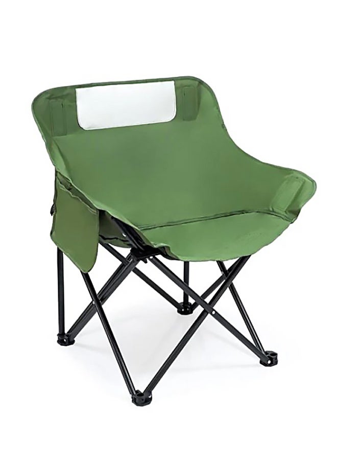 AGD Folding Camping Hiking Travel Chair, Heat Resistant Oxford Fabric, Side Storage Pockets, Green - Image 1