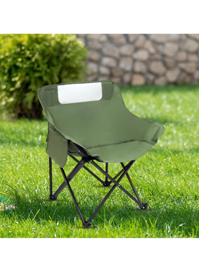 AGD Folding Camping Hiking Travel Chair, Heat Resistant Oxford Fabric, Side Storage Pockets, Green - Image 3