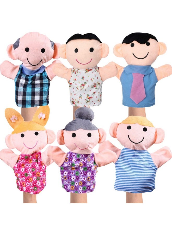 BETTERLINE - Hand Puppet Set 6 Family Members Premium Quality 9” Inch Soft Plush Hand Puppets For Kids For Storytelling Teaching Preschool Roleplay Mother Father Son Daughter And Grandparents - Image 1