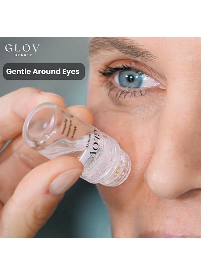 GLOV Beauty, Microneedle Infusion Anti Aging Solution, Micro Infusion System - 0.25mm 24k Gold Cosmetic Facial Stamp with Hyaluronic Acid & Peptide Serum Ampoules - At-Home Hydrating & Plumping Glow Kit for Face & Lips - Image 2
