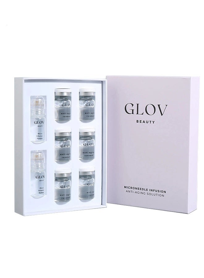 GLOV Beauty, Microneedle Infusion Anti Aging Solution, Micro Infusion System - 0.25mm 24k Gold Cosmetic Facial Stamp with Hyaluronic Acid & Peptide Serum Ampoules - At-Home Hydrating & Plumping Glow Kit for Face & Lips - Image 1