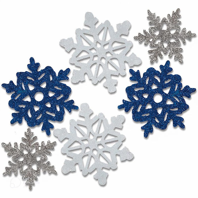 Unique Glittery Snowflake Cutouts Assorted Designs 6 Pcs