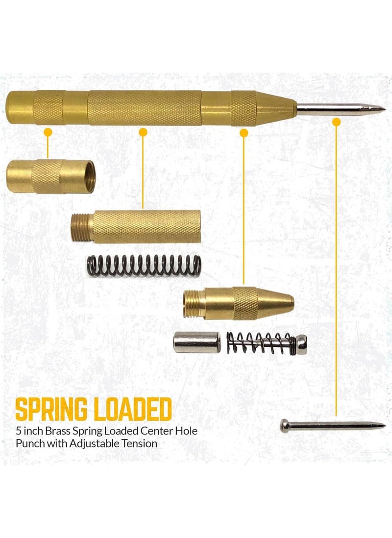 DIY Crafts DIY Crafts Automatic Center Punch 5 inch Brass Spring Loaded Center Hole Punch with Adjustable Tension Hand Tool for Metal or Wood Usually Used To Mark The Center Of A Point  - Image 4