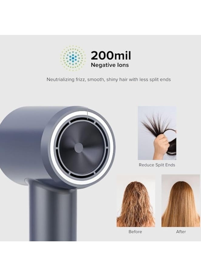 Airbot Airbot Hair Dryer High-Speed with 200mil Negative Ions, Low Noise, Temperature Control, Smart RGB Ring Light (Silver)  - Image 4