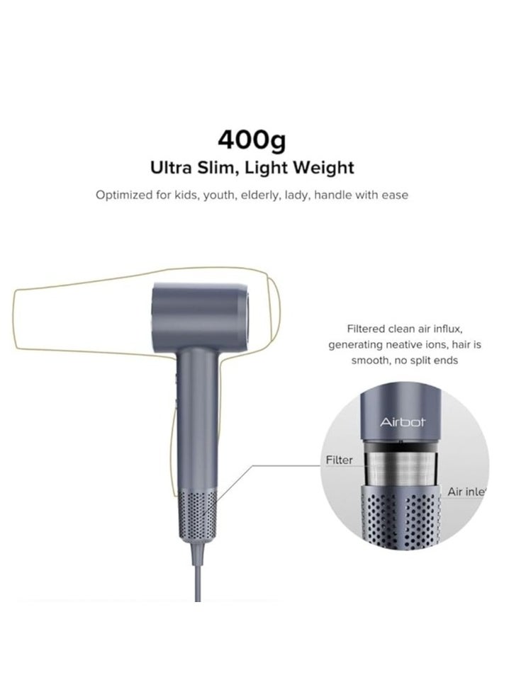 Airbot Airbot Hair Dryer High-Speed with 200mil Negative Ions, Low Noise, Temperature Control, Smart RGB Ring Light (Silver)  - Image 3