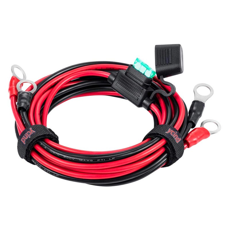 YCIND 38 Ring Eyelet Terminal Battery Boost Cable Heavy Duty 30A Fuse 12V24V 12AWG Cord 6Ft - Image 3