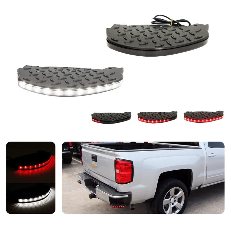Tonsya 3 IN 1 Led Smoked Lens For 2014 2015 2016 2017 2018 2019 Silverado Sierra Rear Bumper Step Corner Insert Pad Lights GM1138101 GM1139101