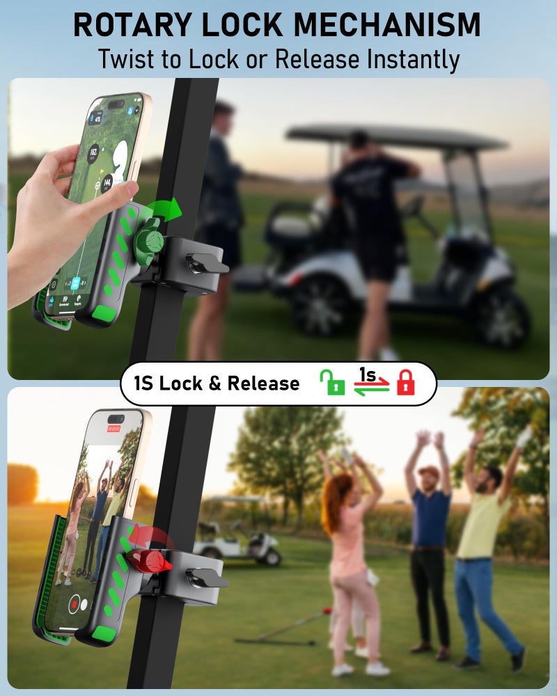 NINEFATICS Golf Cart Phone Holder Mount, Golf Cart Accessories Essential Gift for Golfers Men Women, Fits EZGO Club Car Yamaha, Phone Caddy for iPhone Galaxy Pixel, 2025 Stocking Stuffers, Christmas Gift for Men - Image 2