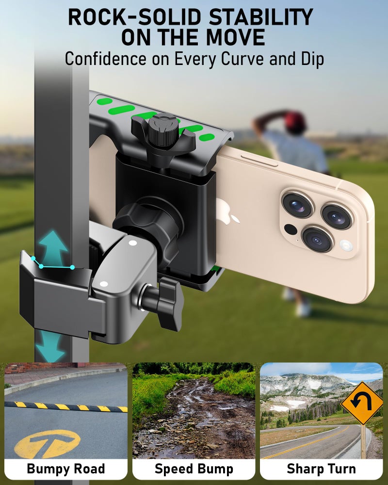 NINEFATICS Golf Cart Phone Holder Mount, Golf Cart Accessories Essential Gift for Golfers Men Women, Fits EZGO Club Car Yamaha, Phone Caddy for iPhone Galaxy Pixel, 2025 Stocking Stuffers, Christmas Gift for Men - Image 5