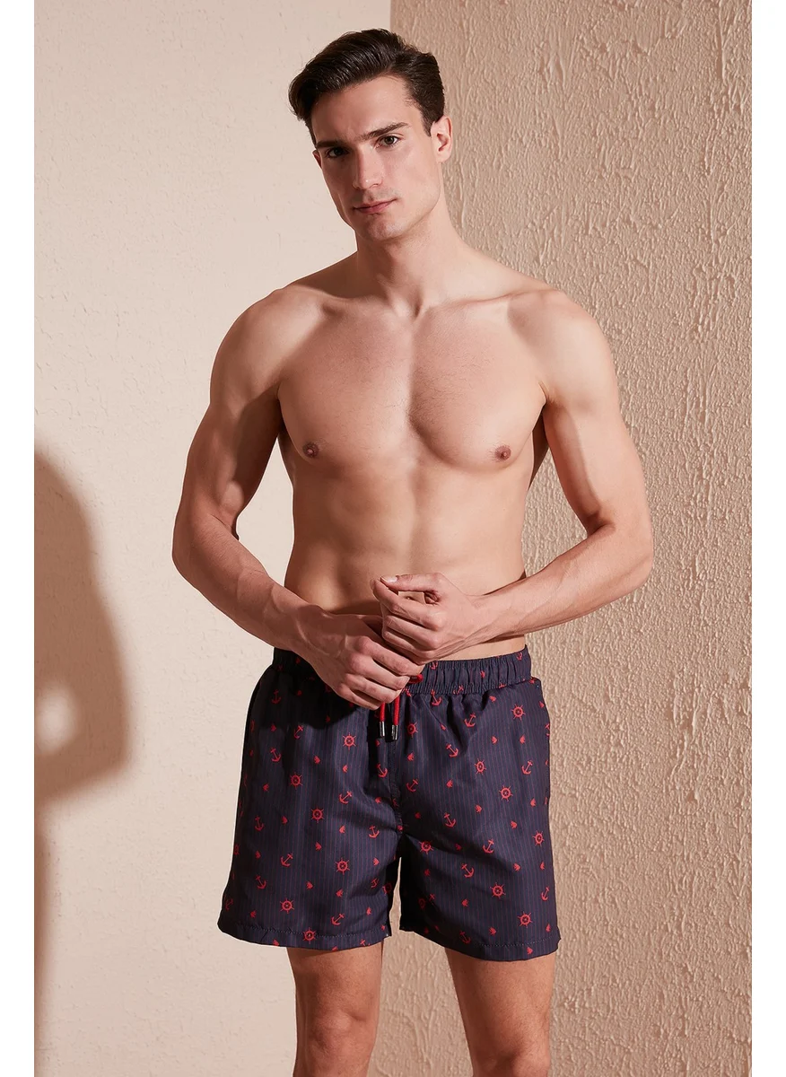 بوراتي Patterned Swim Shorts with Waistband Pocket Swimsuit Short Men's Swimsuit Short 380M427