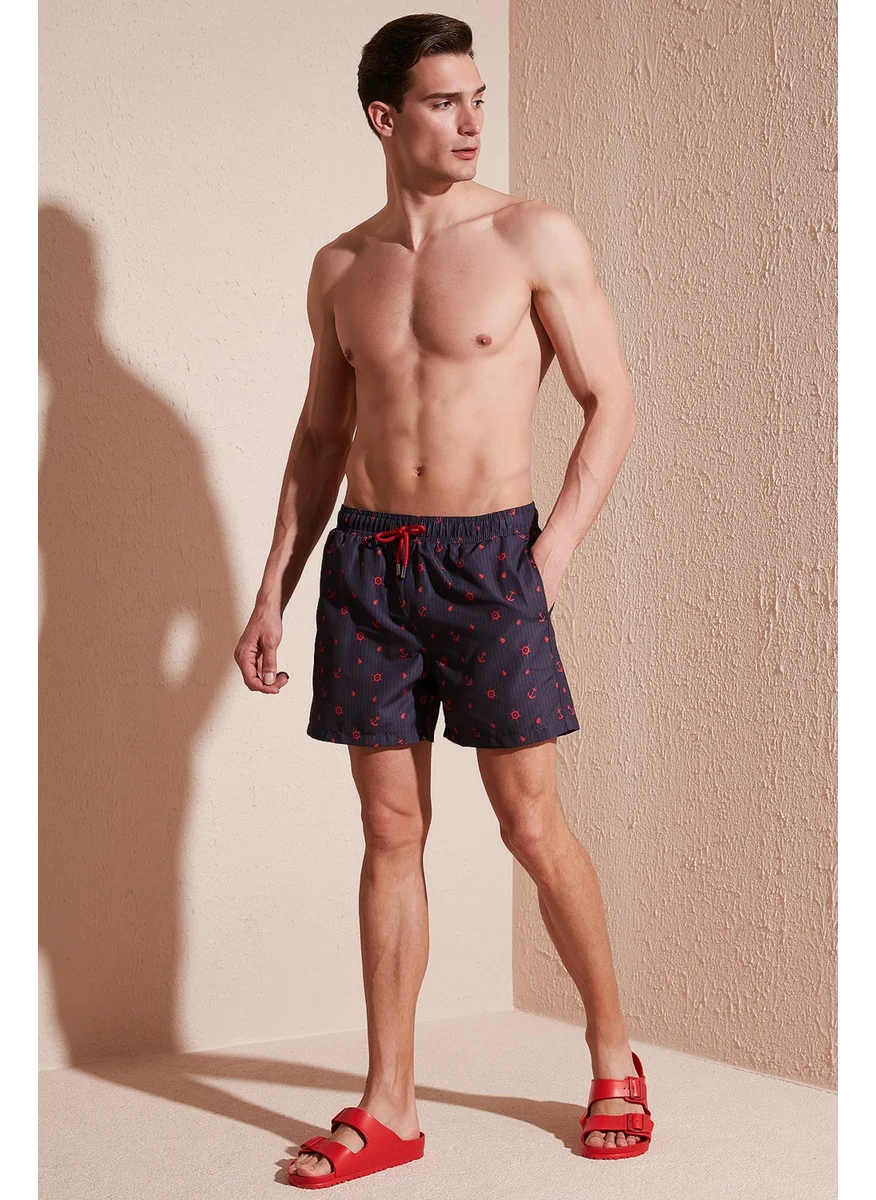 بوراتي Patterned Swim Shorts with Waistband Pocket Swimsuit Short Men's Swimsuit Short 380M427