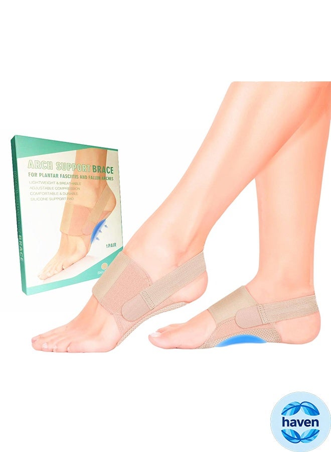 HAVEN Arch Support Braces, Upgraded Non-Slip Wearable Arch Support, Built-in Orthotics, Adjustable Bands, Gel Pads for Flat Feet High & Fallen Arch Unisex (Skin Color) - Image 1
