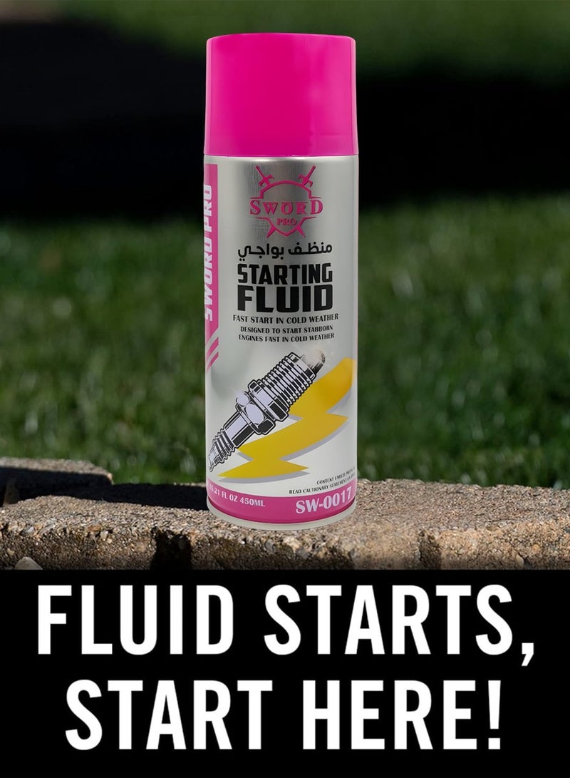 SWORD PRO Starting Fluid Combo Pack – 3 x 450ml Cans – Fast Start in Cold Weather – Engine Starting Aid for Petrol & Diesel Vehicles – Spark Plug Cleaner – Heavy Duty Formula – SW-001 - Image 2