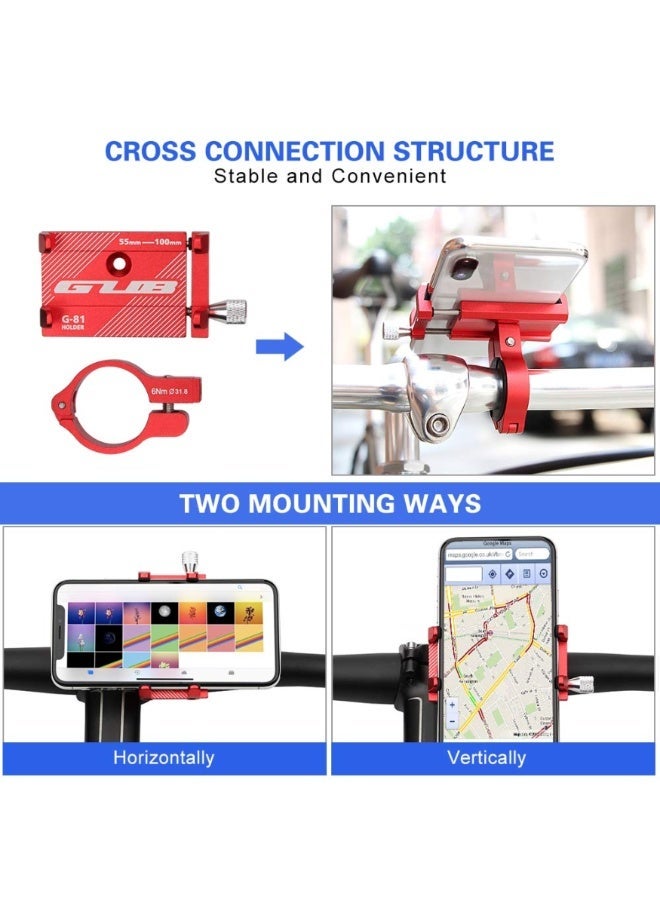 GUB Aluminum Bike Phone Mount Holder Adjustable Handlebar Mobile Stand 360 Rotation Anti Slip Clamp Fits 3.5 To 6.2 Inch Smartphones Black - Image 3