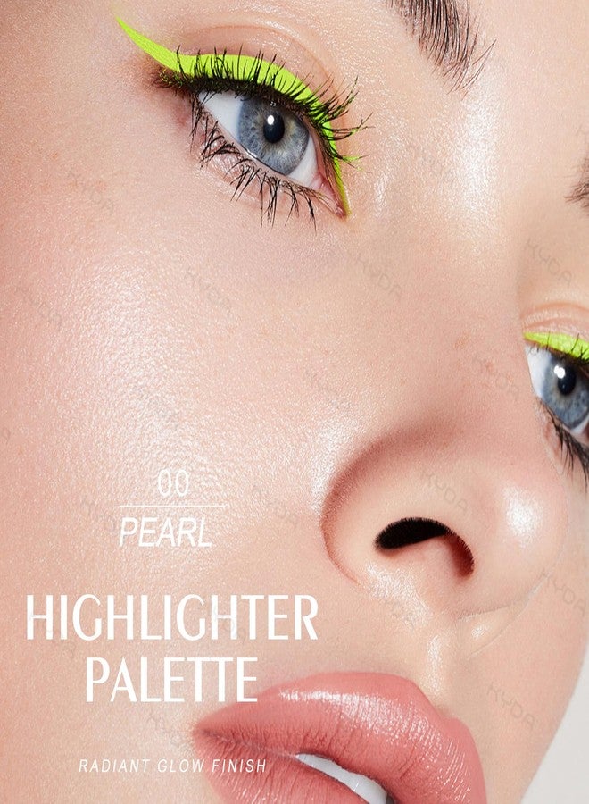 KYDA Face Highlighter Palette, High Glossy Face Illuminator Palette, Natural Glow Finish, Pearl Shimmer Smooth Baked Powder, Lasting Sparkling Highlighter Makeup-PEARL - Image 3