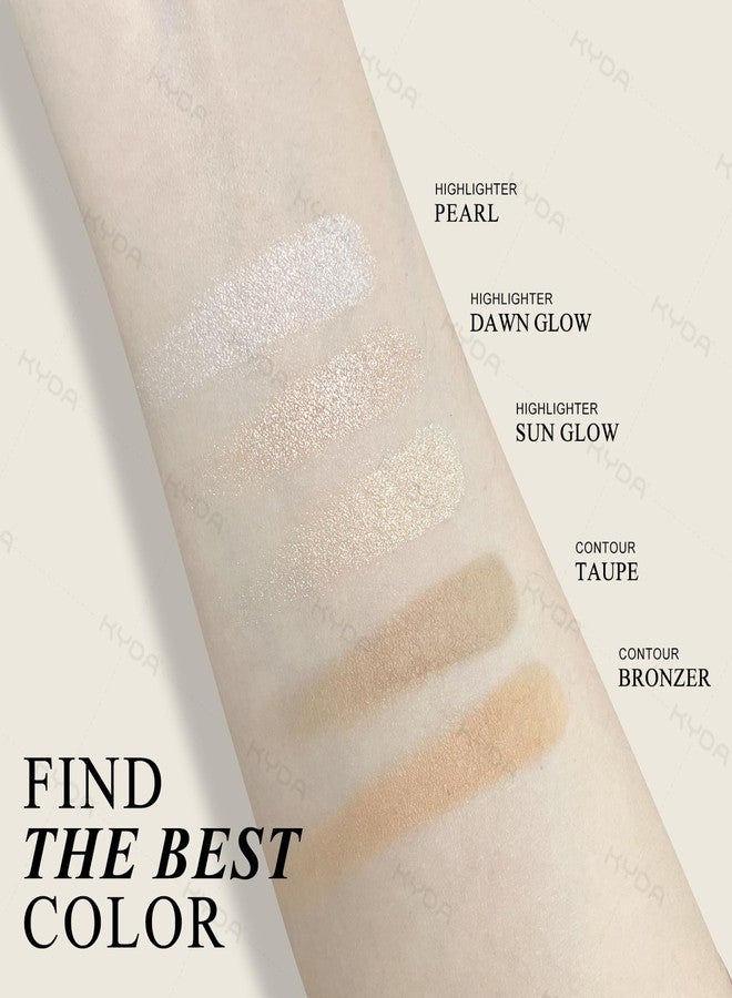 KYDA Face Highlighter Palette, High Glossy Face Illuminator Palette, Natural Glow Finish, Pearl Shimmer Smooth Baked Powder, Lasting Sparkling Highlighter Makeup-PEARL - Image 4