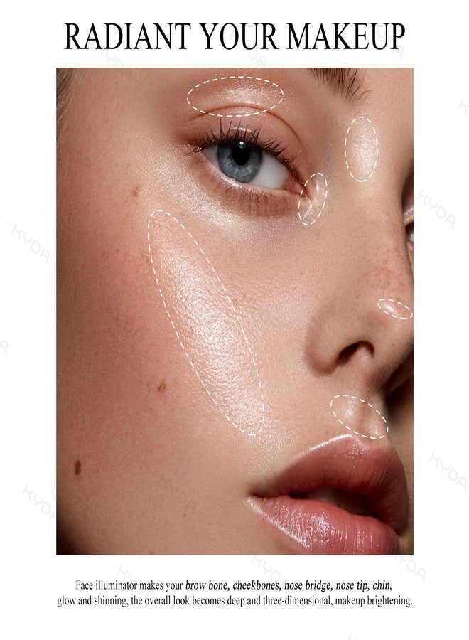 KYDA Face Highlighter Palette, High Glossy Face Illuminator Palette, Natural Glow Finish, Pearl Shimmer Smooth Baked Powder, Lasting Sparkling Highlighter Makeup-PEARL - Image 5