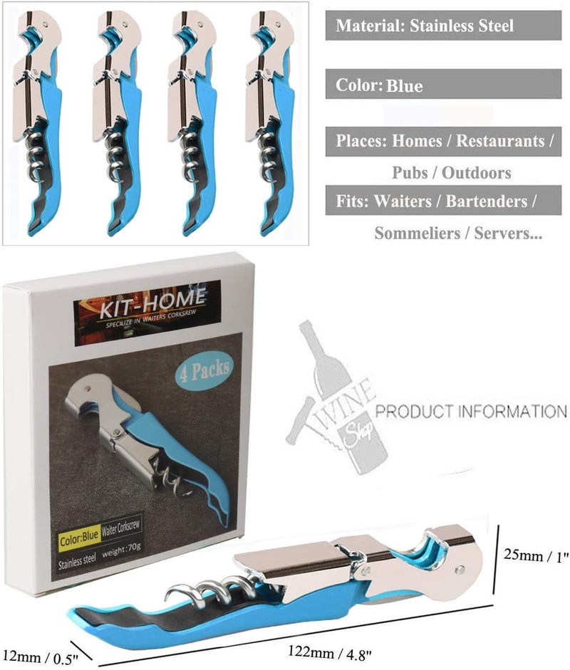 Kit-Home Professional Waiter Corkscrew Wine Openers Set, Heavy Duty Stainless Steel Hinges Wine Key for Restaurant Waiters, Sommelier, Bartenders - Image 5