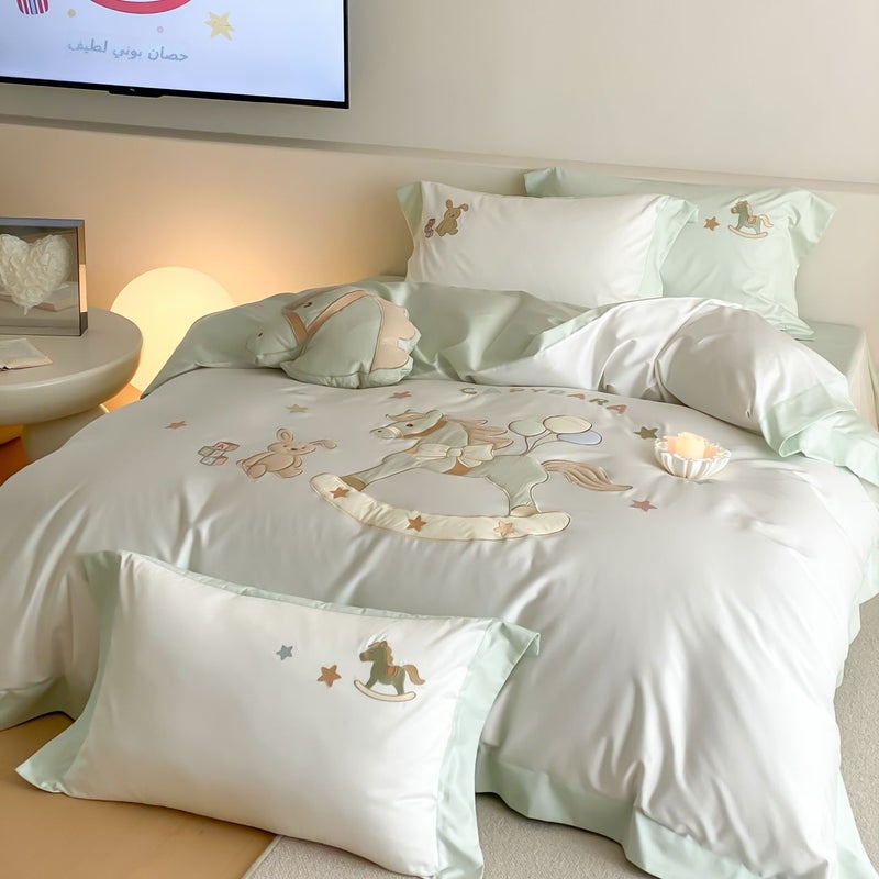 Lucky Wooden Horse Bedding Set for Kids - 100% Pure Cotton, Soft and  Comfortable - Image 2