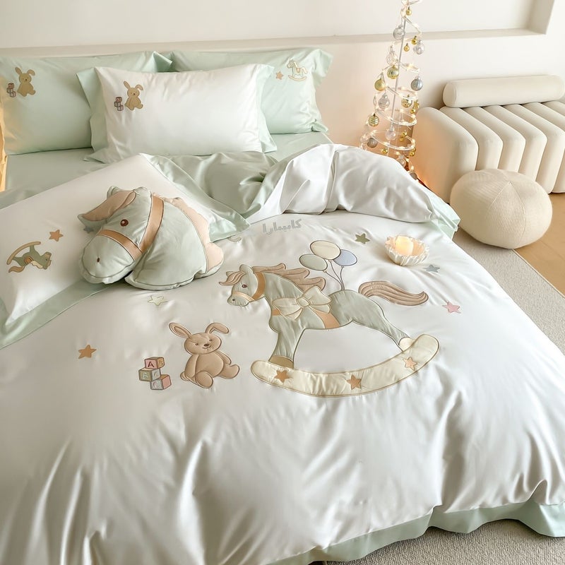 Lucky Wooden Horse Bedding Set for Kids - 100% Pure Cotton, Soft and  Comfortable - Image 4
