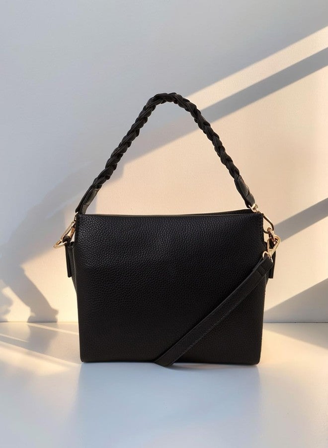 Accessorize London Women's Black Plait Strap Sling Bag I Womens Bag| hand bags for women stylish - Image 3