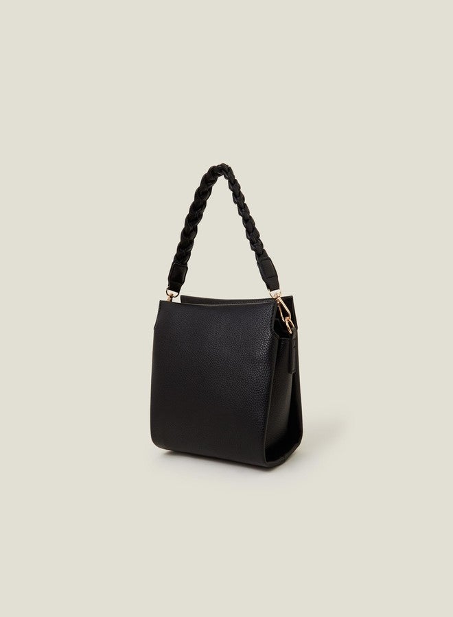 Accessorize London Women's Black Plait Strap Sling Bag I Womens Bag| hand bags for women stylish - Image 4