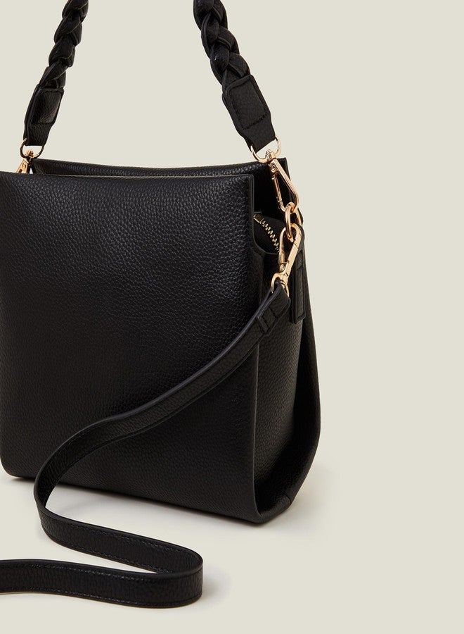 Accessorize London Women's Black Plait Strap Sling Bag I Womens Bag| hand bags for women stylish - Image 5