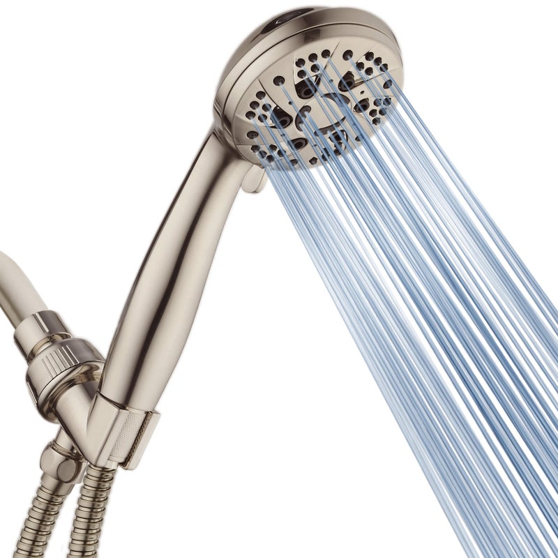 AquaDance High Pressure 6-Setting Full Brushed Nickel Handheld Shower Head with Stainless Steel Hose. Officially Independently Tested to Meet Strict US Quality & Performance Standards! - Image 1