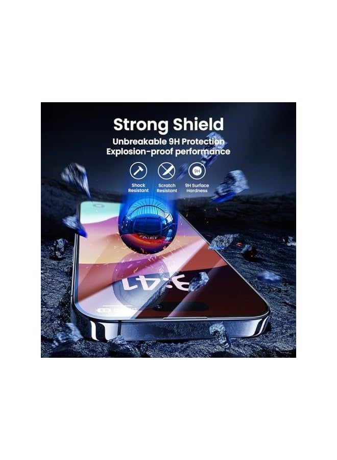 بروماس واقي شاشة iPhone 15 Pro للخصوصية الممتازة مقاس 6.1 بوصة، زجاج مقوى 9H عالي الدقة شفاف، مضاد للتجسس ومضاد للخدش، واقي زجاجي لهاتف iPhone خالٍ من الفقاعات مع صينية سهلة التركيب - Image 2