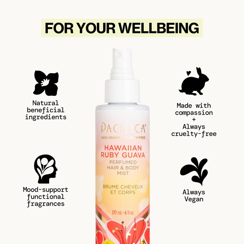 Pacifica Hawaiian Ruby Guava Hair Perfume & Body Fragrance Spray Mist - Body Mist Fragrance w/ Grapefruit, Patchouli, Sugar Notes & Geranium Clean Beauty Alcohol-Free, Vegan & Cruelty-Free, 6 oz - Image 2