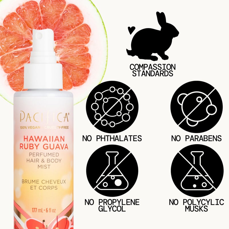 Pacifica Hawaiian Ruby Guava Hair Perfume & Body Fragrance Spray Mist - Body Mist Fragrance w/ Grapefruit, Patchouli, Sugar Notes & Geranium Clean Beauty Alcohol-Free, Vegan & Cruelty-Free, 6 oz - Image 3