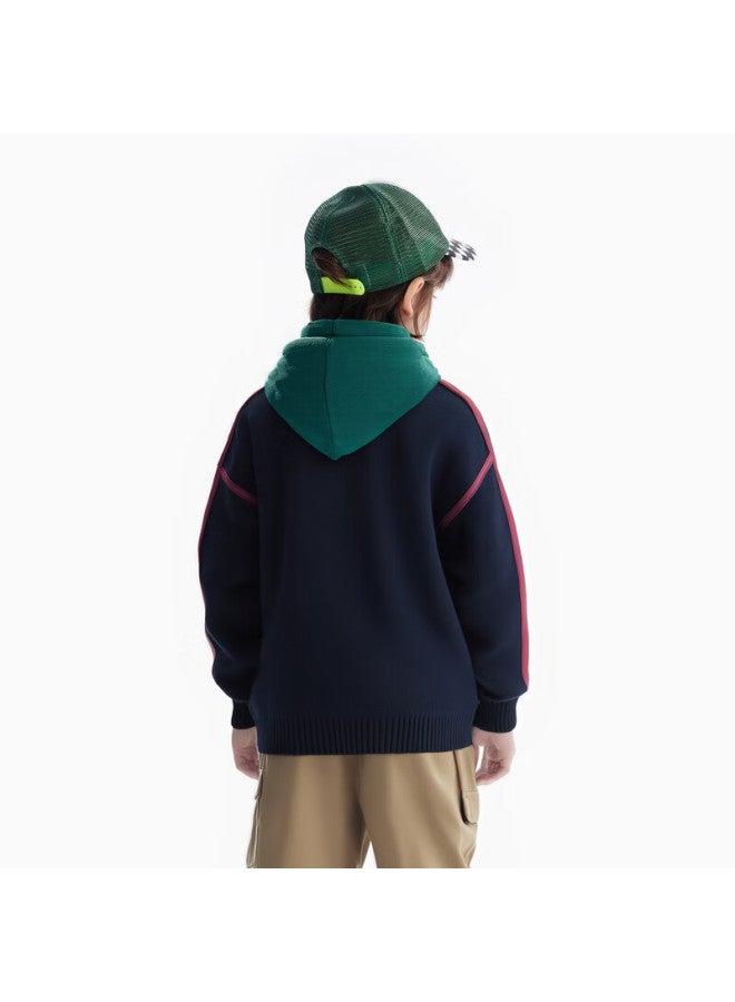 Mqd Maqidun Boys Cardigan Sweater  Autumn New Korean Style Loose Colorblock Knit Jacket For Kids And Teens - Image 4